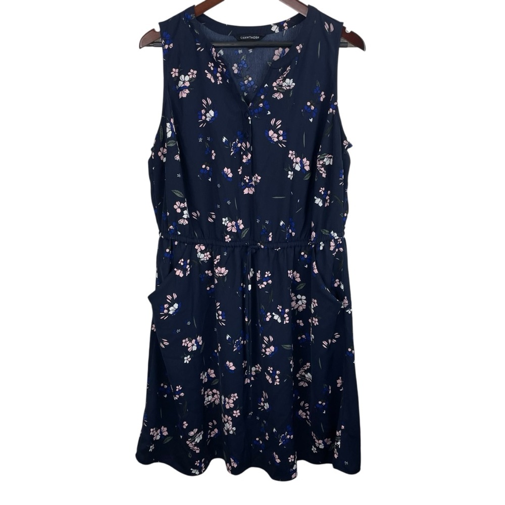 41 Hawthorn | Claira Navy Pink Floral Tie Waist Dress